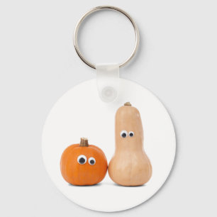 Big Eyed Pumpkin and Squash Button Keychain