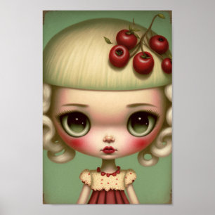 Big Eyed Sweet Cherry Pie Girl Poster