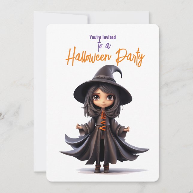 BIG EYED WITCH HALLOWEEN PARTY INVITATION (Front)
