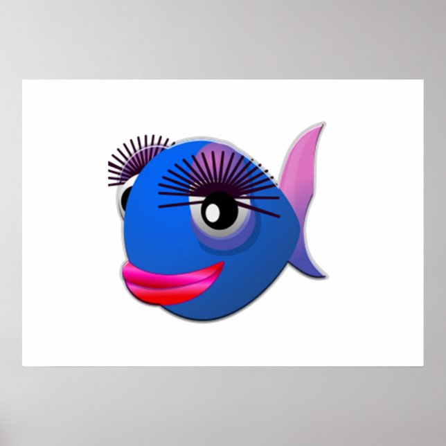 Big Eyelashes Cartoon Fish Poster (Front)