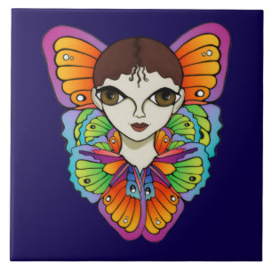 Big Eyes & Butterflies design Tile