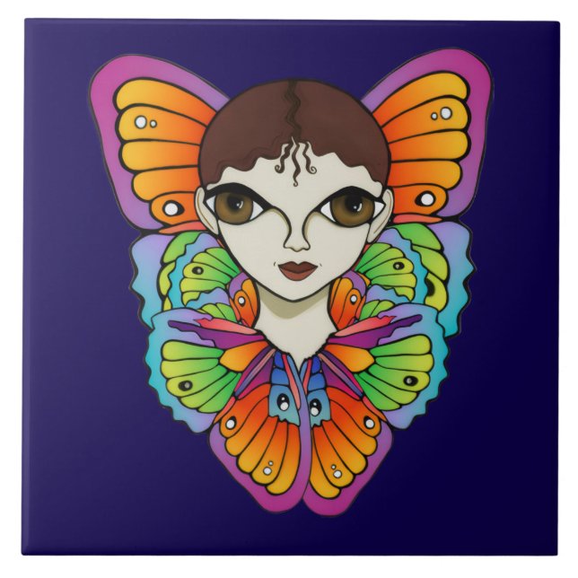 Big Eyes & Butterflies design Tile (Front)