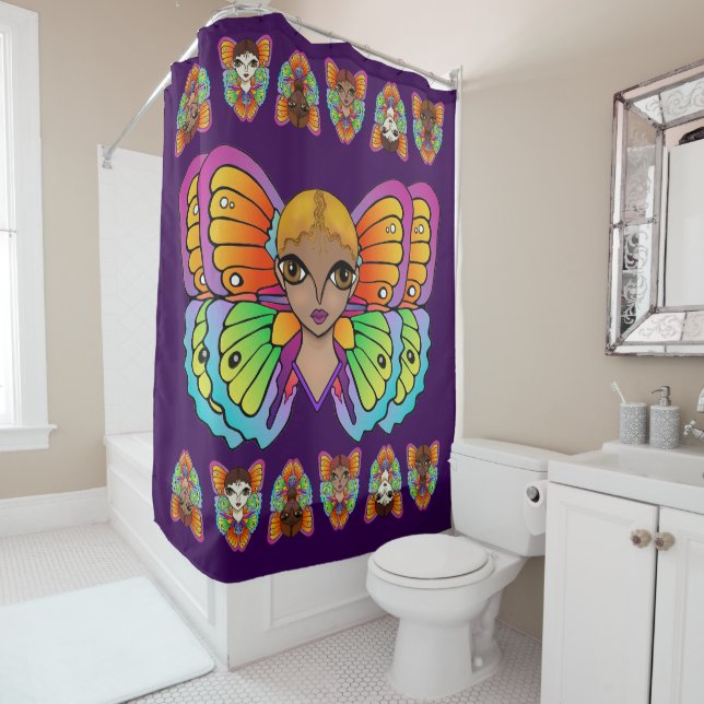 Big Eyes & Butterfly Wings Shower Curtain (In Situ)