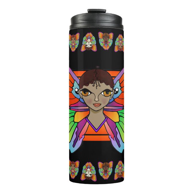 Big Eyes & Butterfly Wings Thermal Tumbler (Front)