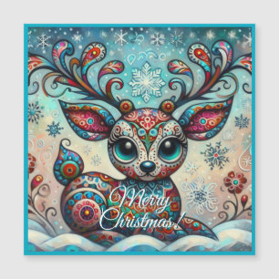 Big Eyes Christmas Reindeer Magnetic Card