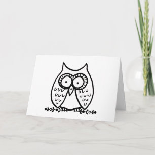 Big Eyes Funny Cartoon Owl Drawing Card