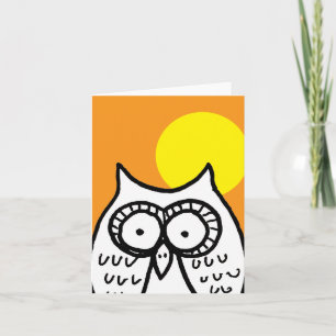 Big Eyes Halloween Owl and Moon Orange Folded Note Card