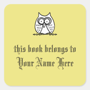 Big Eyes Owl Add Your Own Name Bookplate Stickers