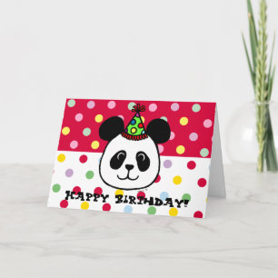 Big Face Panda Cartoon Birthday Card