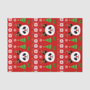 Big Face Panda Cartoon Christmas Antlers Tissue Paper