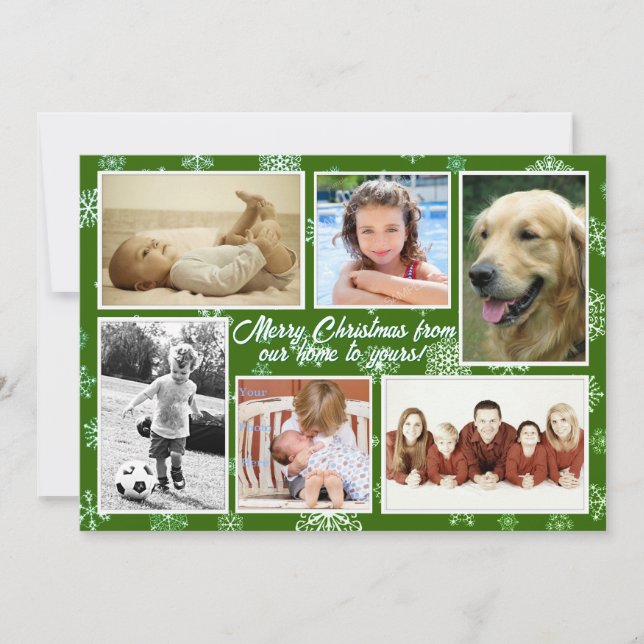 Big Family Photo Collage Simple Christmas Cards (Front)