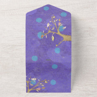 Big family tree birds yute effect texture all in o one invitation