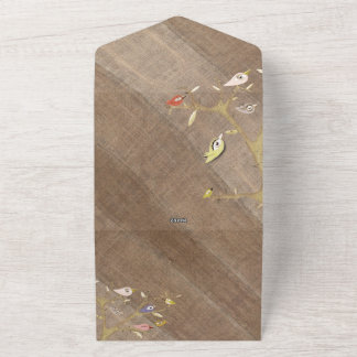 Big family tree birds yute effect texture all in one invitation