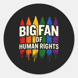 Big Fan Of Human Rights Rainbow Vintage Colorful Classic Round Sticker