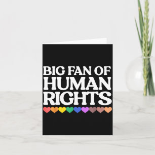 Big fan of human rights - retro rainbow hearts card