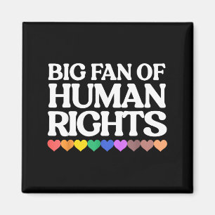 Big fan of human rights - retro rainbow hearts magnet