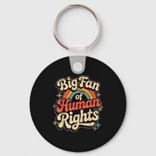 Big fan of human rights - retro rainbow key ring