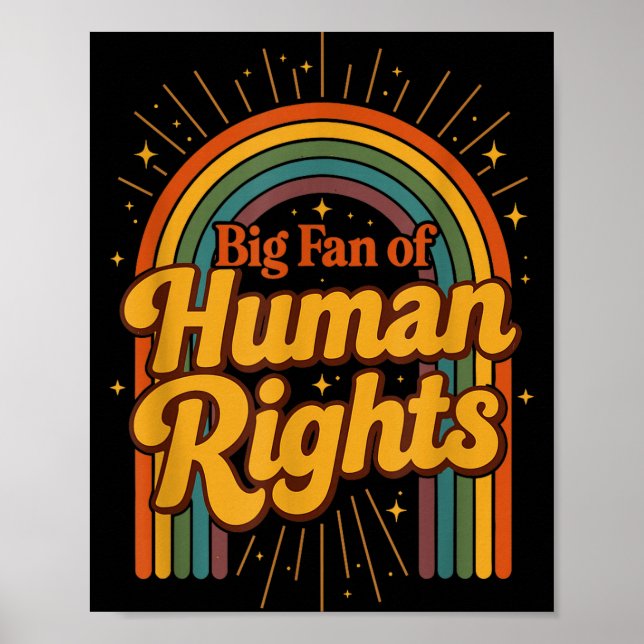 Big fan of human rights - retro rainbow  poster (Front)