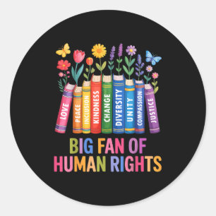 Big fan of human rights vintage floral rainbow classic round sticker