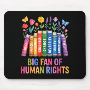 Big fan of human rights vintage floral rainbow mouse mat