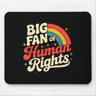 Big Fan of Human Rights Vintage Rainbow Social Mouse Mat