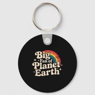Big fan of planet earth retro 70s rainbow earth da key ring