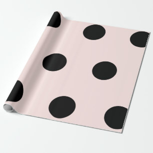 Big Fat Black Polka Dots Pattern On Pink Wedding Wrapping Paper