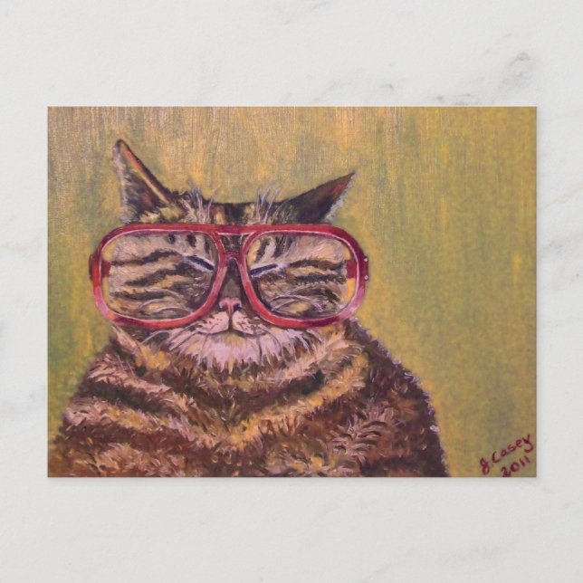 Big Fat Glasses Cat Postcard (Front)