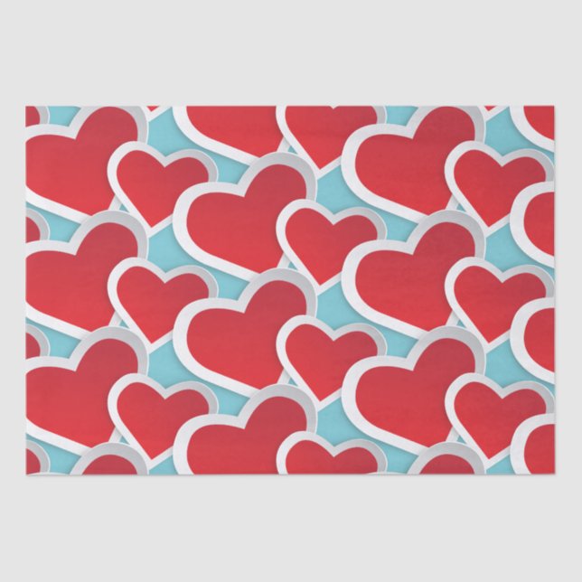 Big Fat Hearts in a Repeating Pattern Tissue Paper (Front)