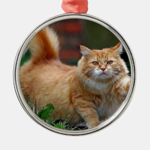 Big Fat Orange Cat Metal Tree Decoration