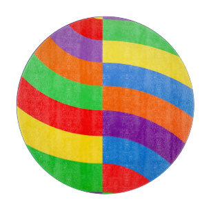 BIG FAT RAINBOW STRIPES CIRCLES CUTTING BOARD