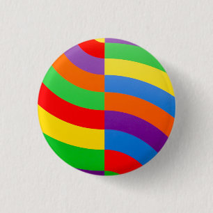 BIG FAT RAINBOW STRIPES CIRCLES PAPER  3 CM ROUND BADGE
