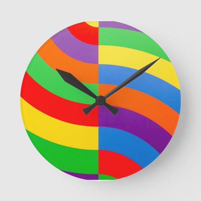 BIG FAT RAINBOW STRIPES CIRCLES     ROUND CLOCK (Front)