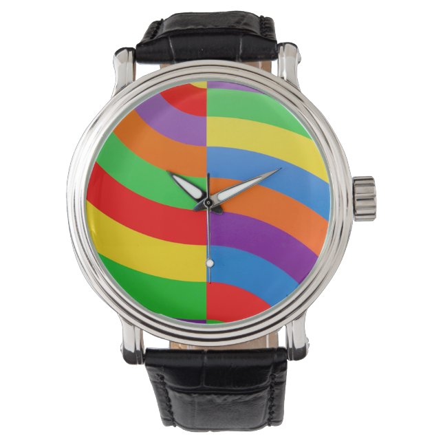 BIG FAT RAINBOW STRIPES CIRCLES     WATCH (Front)