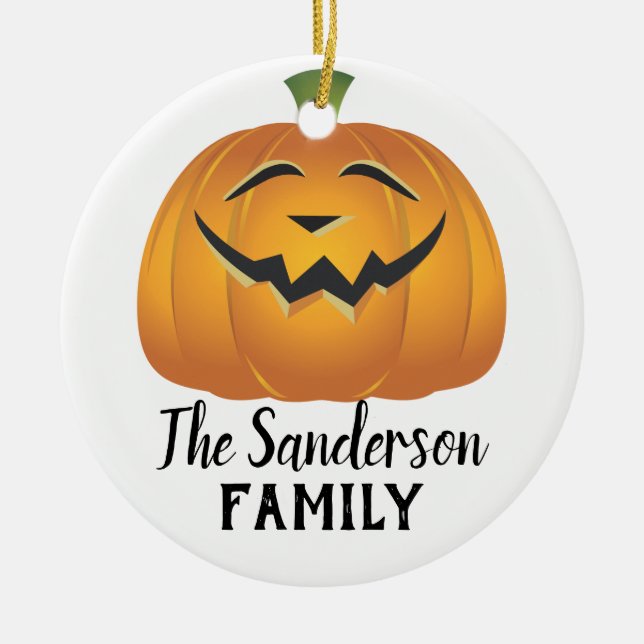Big Fat Silly Pumpkin Custom Family Halloween Tree Ceramic Tree Decoration (Front)