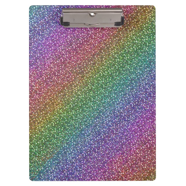 Big Faux Glitter Sparkles Shiny Rainbow Clipboard (Front)