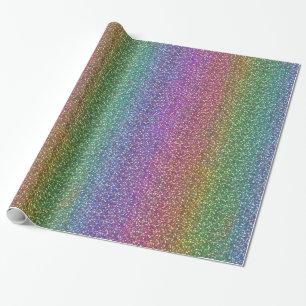 Big Faux Glitter Sparkles Shiny Rainbow Colour Wrapping Paper