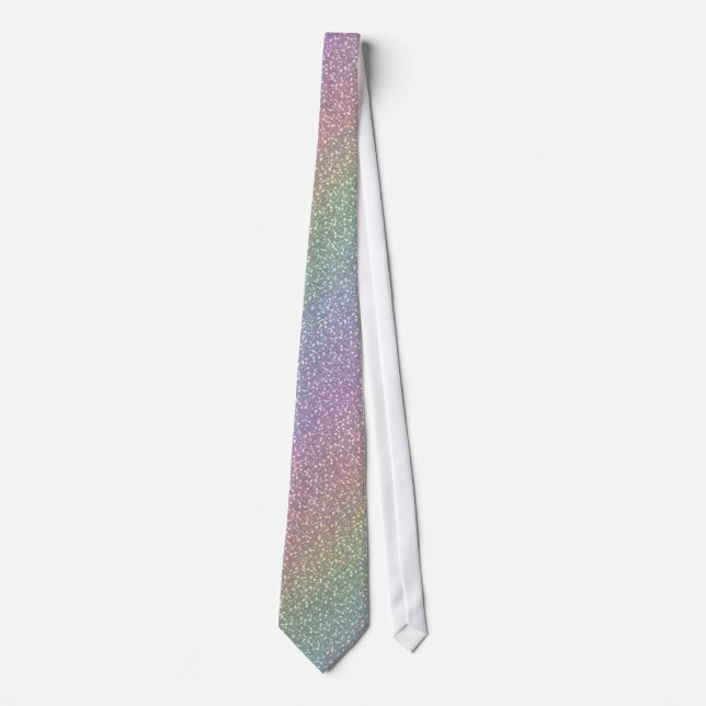 Big Faux Glitter Sparkles Shiny Rainbow Pearl Tie (Front)