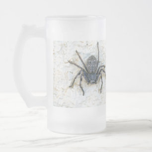 Big  Female Huntsman Spider, Frosted Glass Beer Mug
