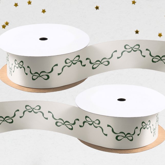 Big Festive Bows Green Christmas Holiday Satin Ribbon (Creator Uploaded)