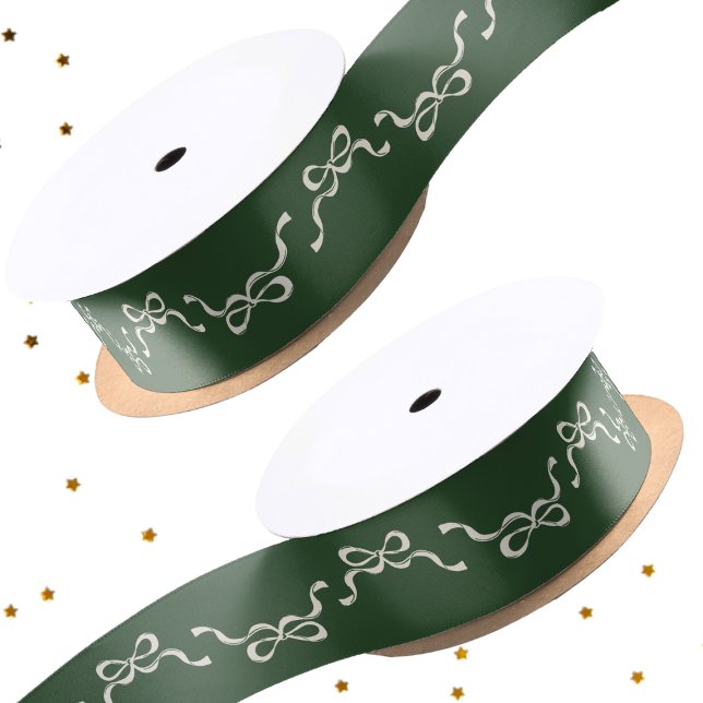 Big Festive Bows Green Christmas Holiday Satin Ribbon (Creator Uploaded)