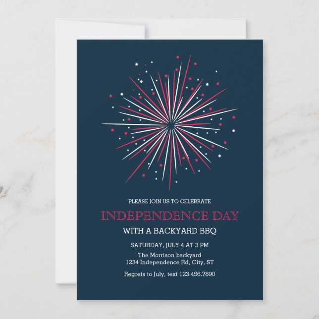 Big Fireworks 4th of July Invitation (Front)