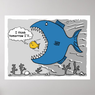 Big Fish About to Eat a Smaller Fish Poster