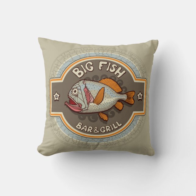 Big Fish Bar And Grill Poster Cushion (Front)