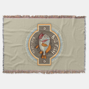 Big Fish Bar And Grill Poster Throw Blanket