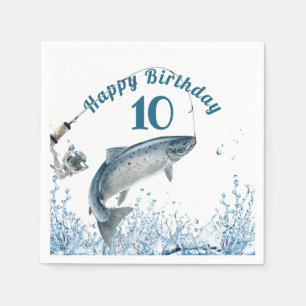 Big Fish In Water 10th Birthday Party Napkins