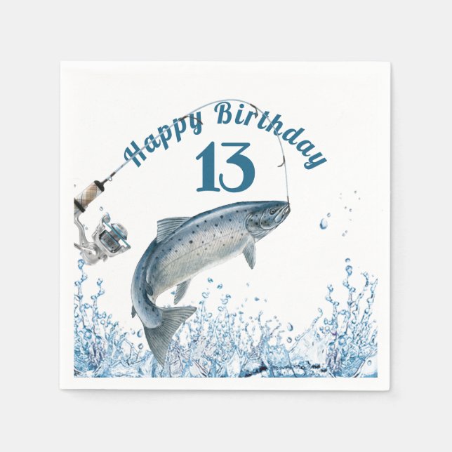 Big Fish In Water 13th Birthday Party Napkins (Front)
