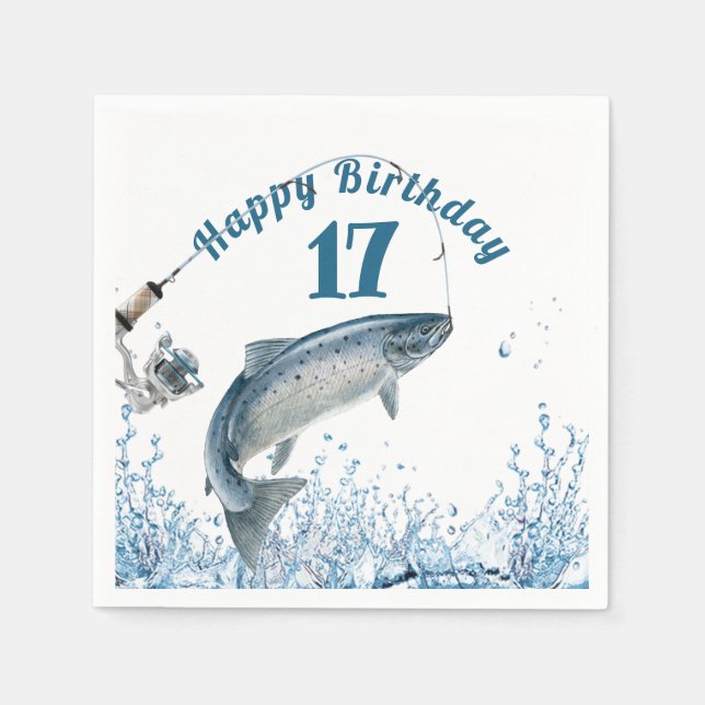 Big Fish In Water 17th Birthday Party Napkins (Front)