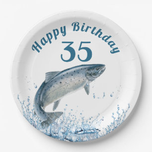 Big Fish In Water 35th Birthday Party Paper Plate