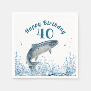 Big Fish In Water 40th Birthday Party Napkins